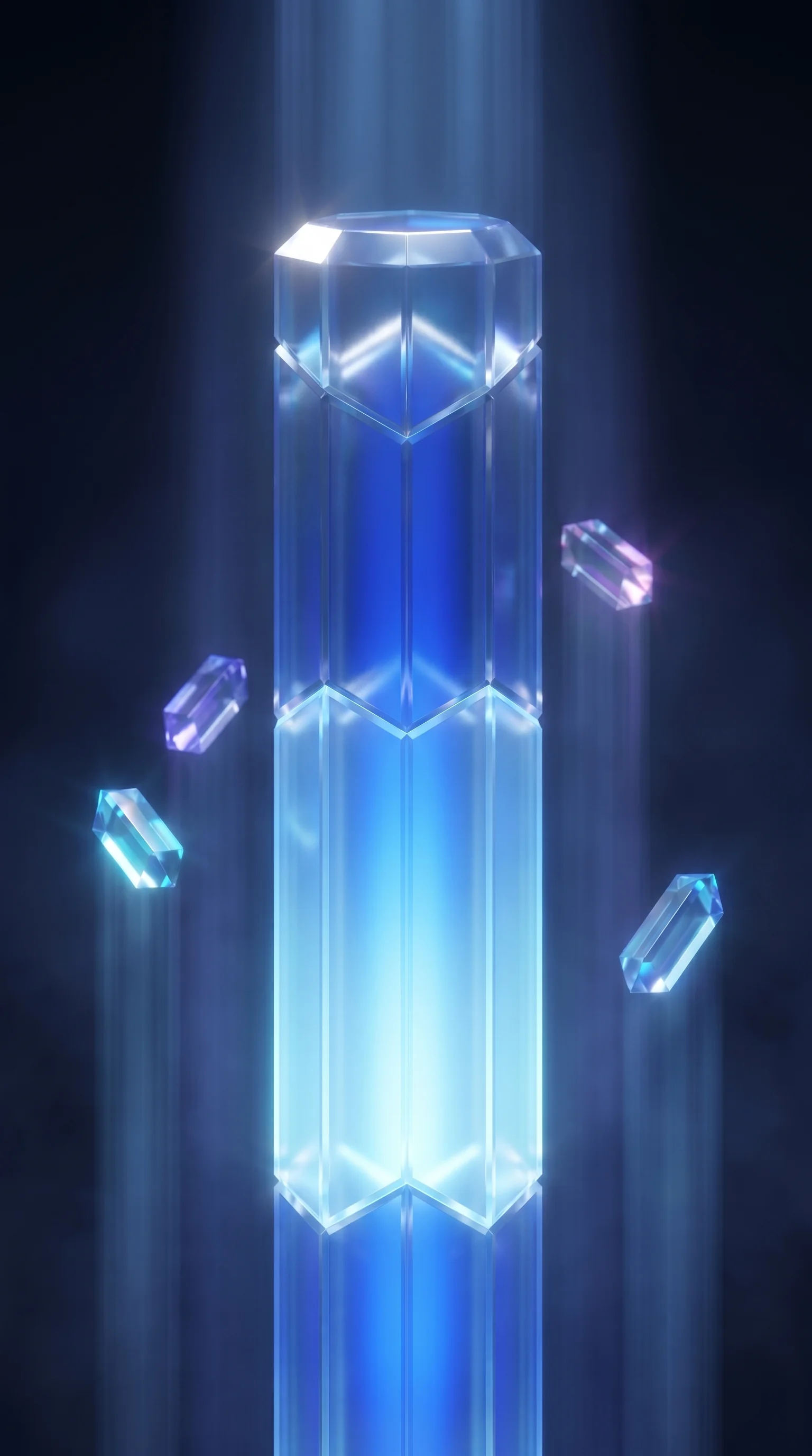 Hexagonal faceted glass tower — mobile hero crop